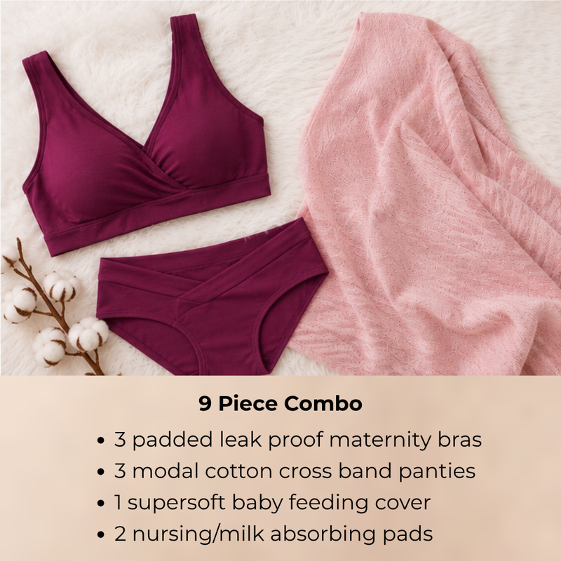 New Mom Essential Combo (Padded, Leak Proof)- 9 Pieces