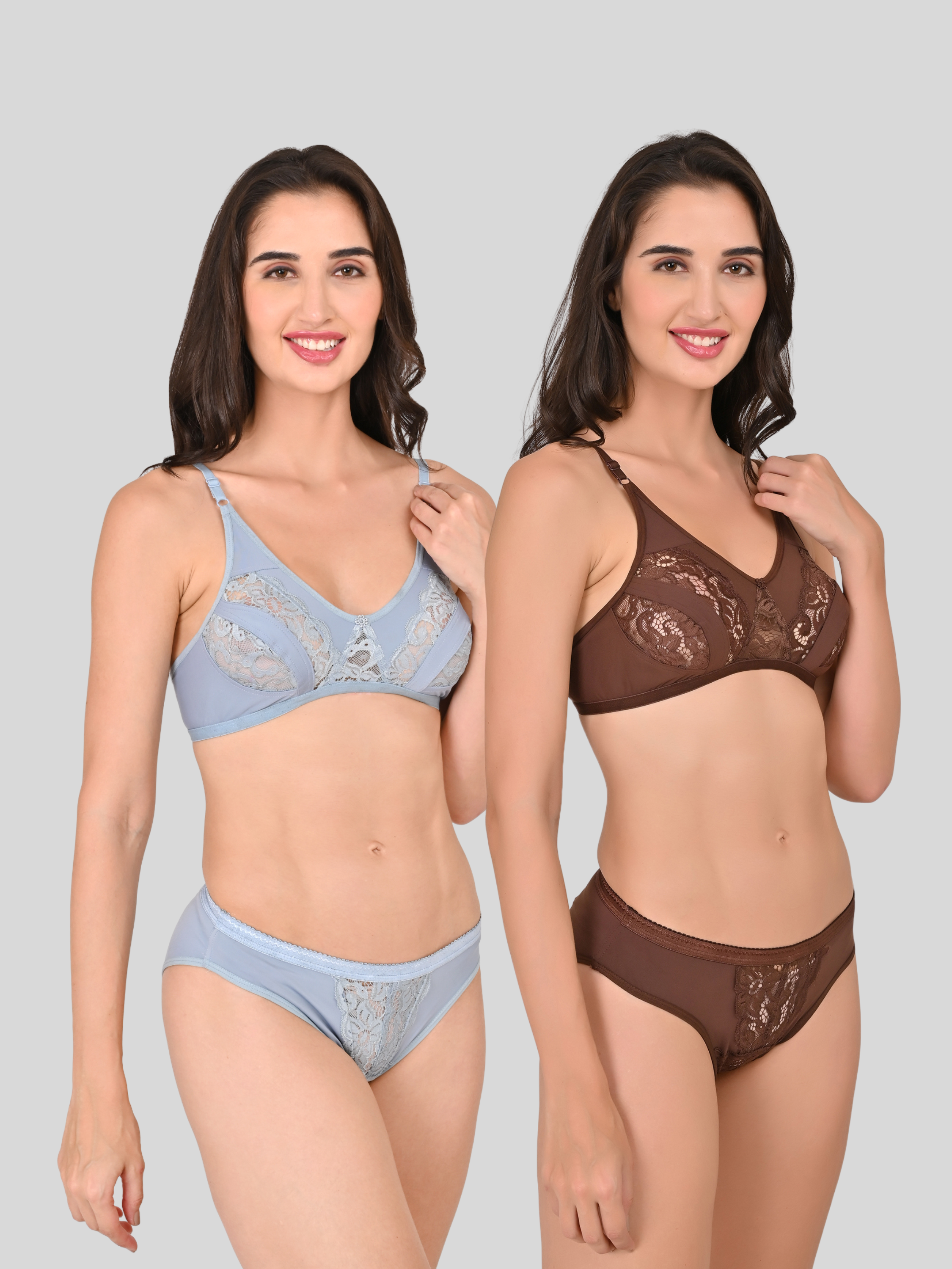Honeymoon Sexy Lingerie Cotton Non-Padded Set Combo of 2: Cup B
