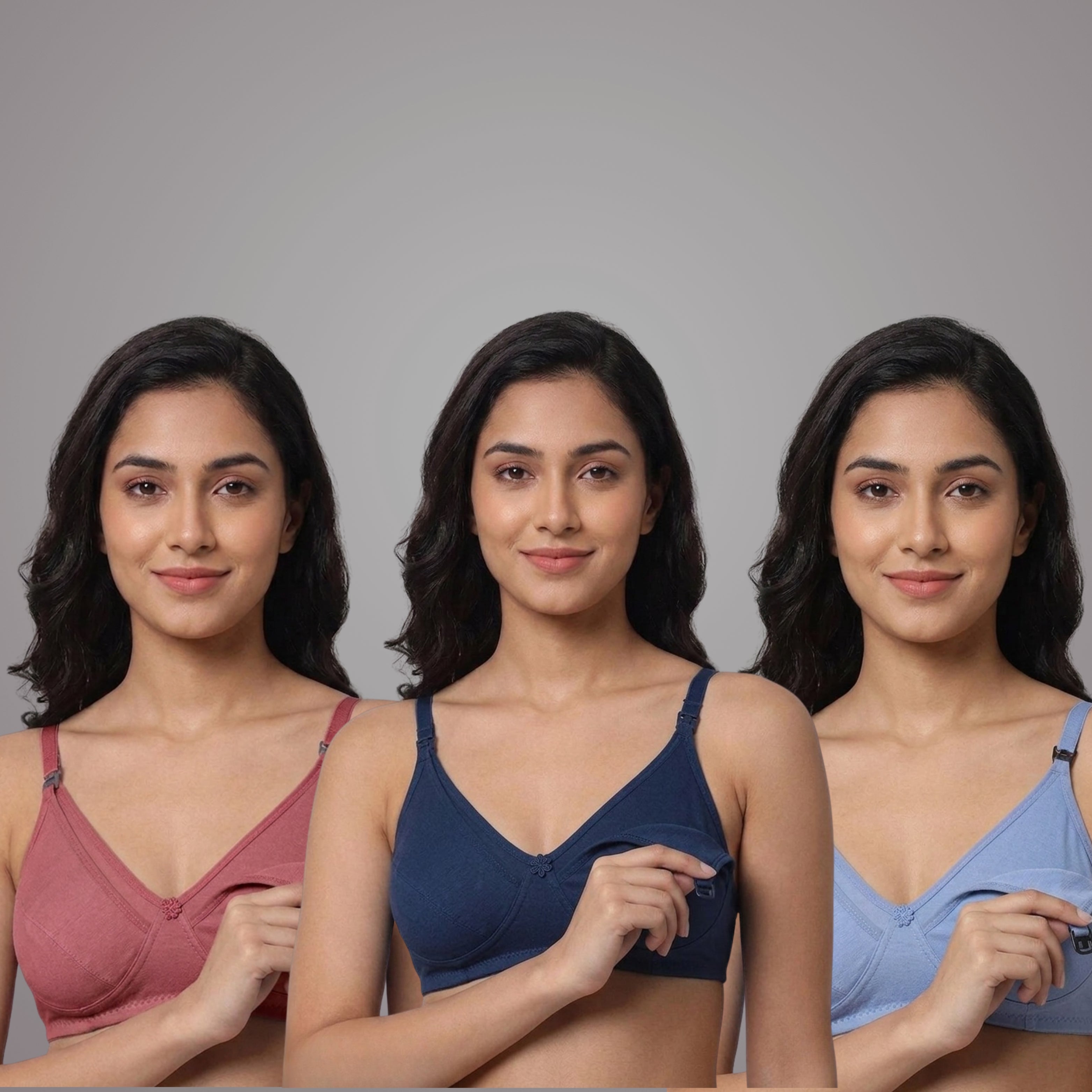 Maternity/ Breastfeeding/ Nursing Cotton Bra Full Cup Non Padded combo of 3 and 6- B Cup