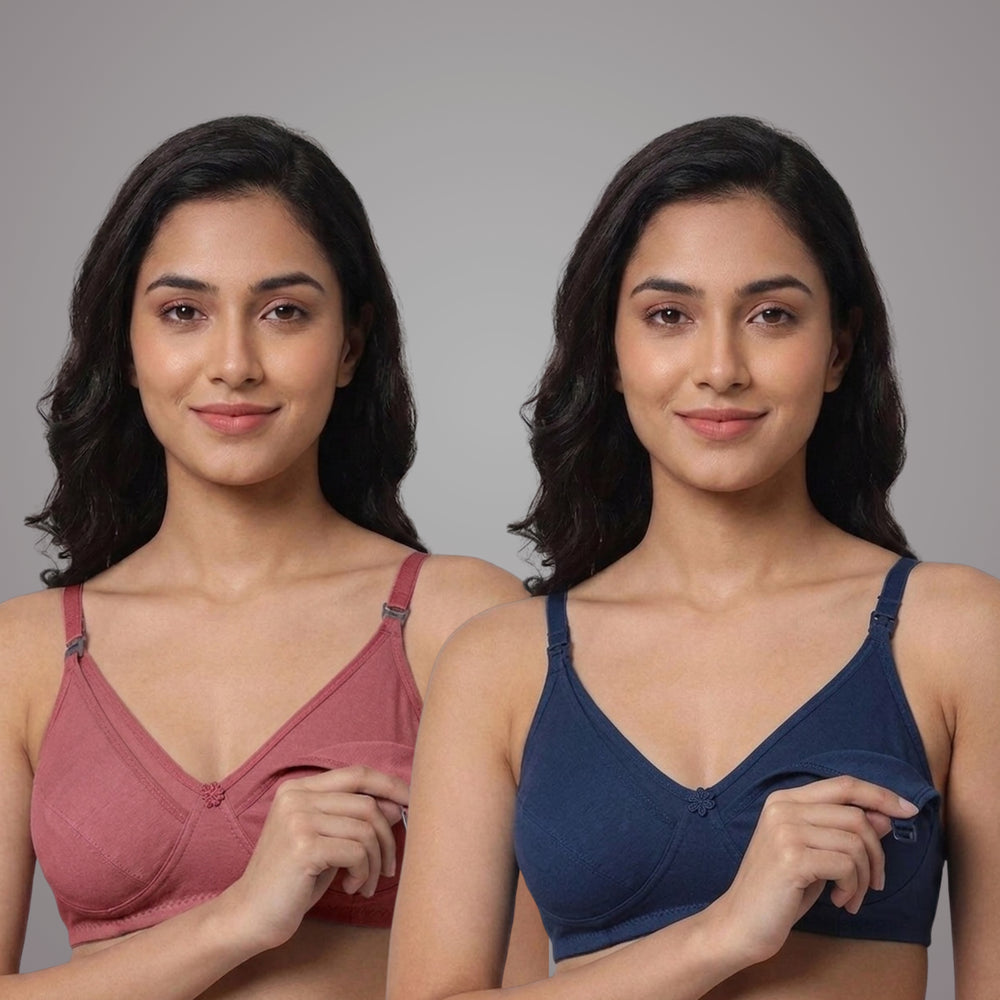 Women Cotton Full Cup Non Padded Maternity Breastfeeding Mother /Nursing Bra/Maternity Bra in combo of 2 -B Cup