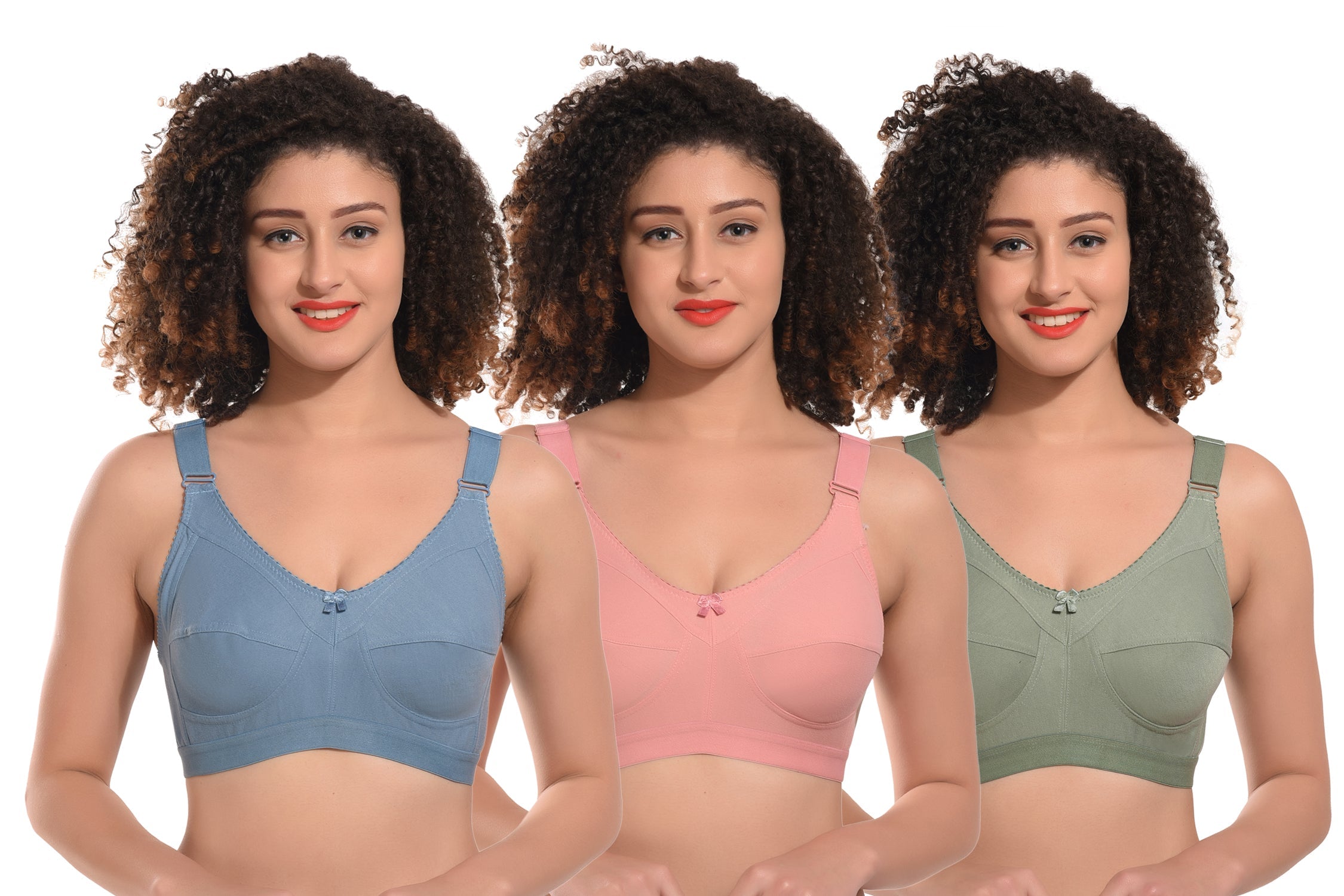 Women's Cotton Non-Padded Heavy Bust Full Coverage Non-Wired T-Shirt Plus Size Bra