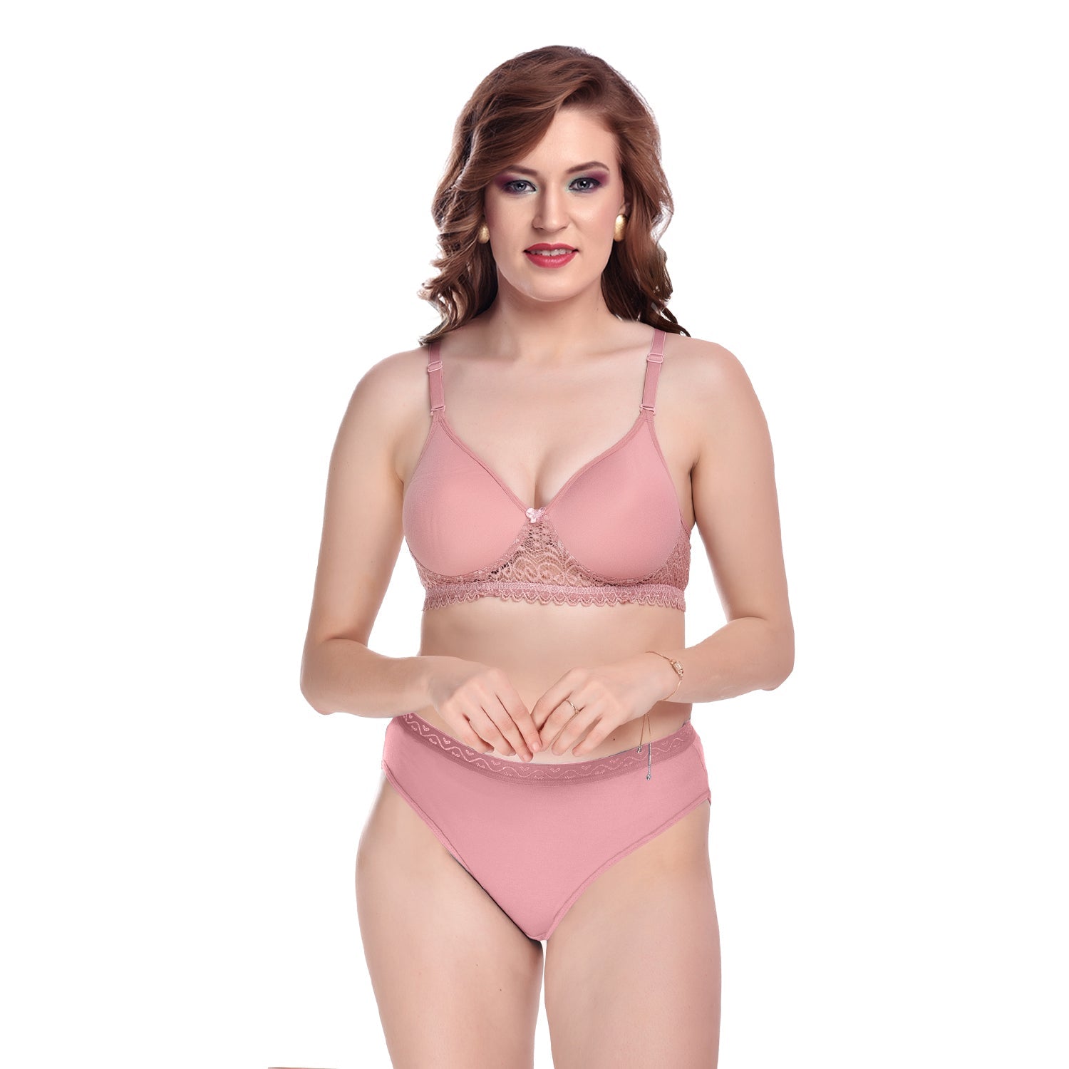 Seamless Lace & Cotton Lightly Padded Non- Wired & Adjustable T-Shirt Bra