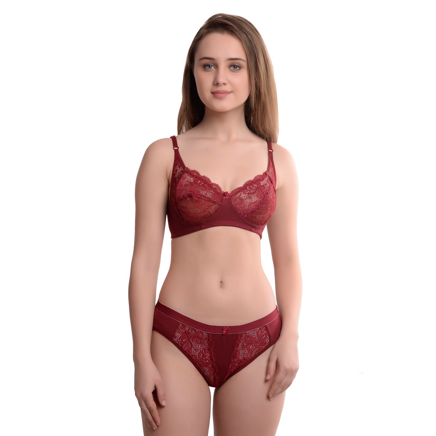 Women's Cotton Non-Padded Wire Free Full Coverage Honeymoon Bridal Lace Bra