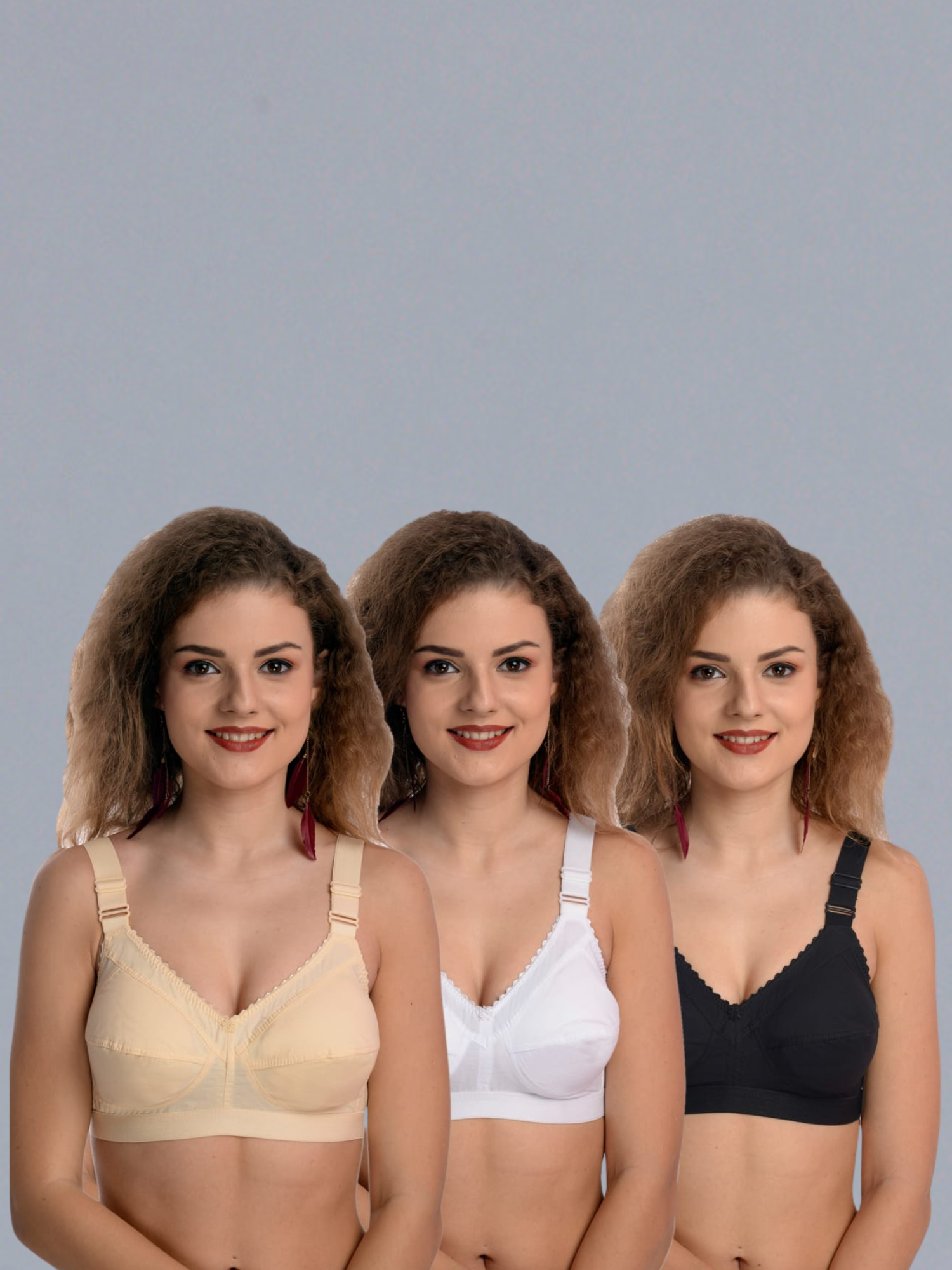 Full Coverage Non-Padded Cotton Cotton Wire Free Regular Bra/ Adjustable Straps  Combo of 3