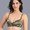 Camouflage Print Lycra Everyday T-shirt Padded Bra