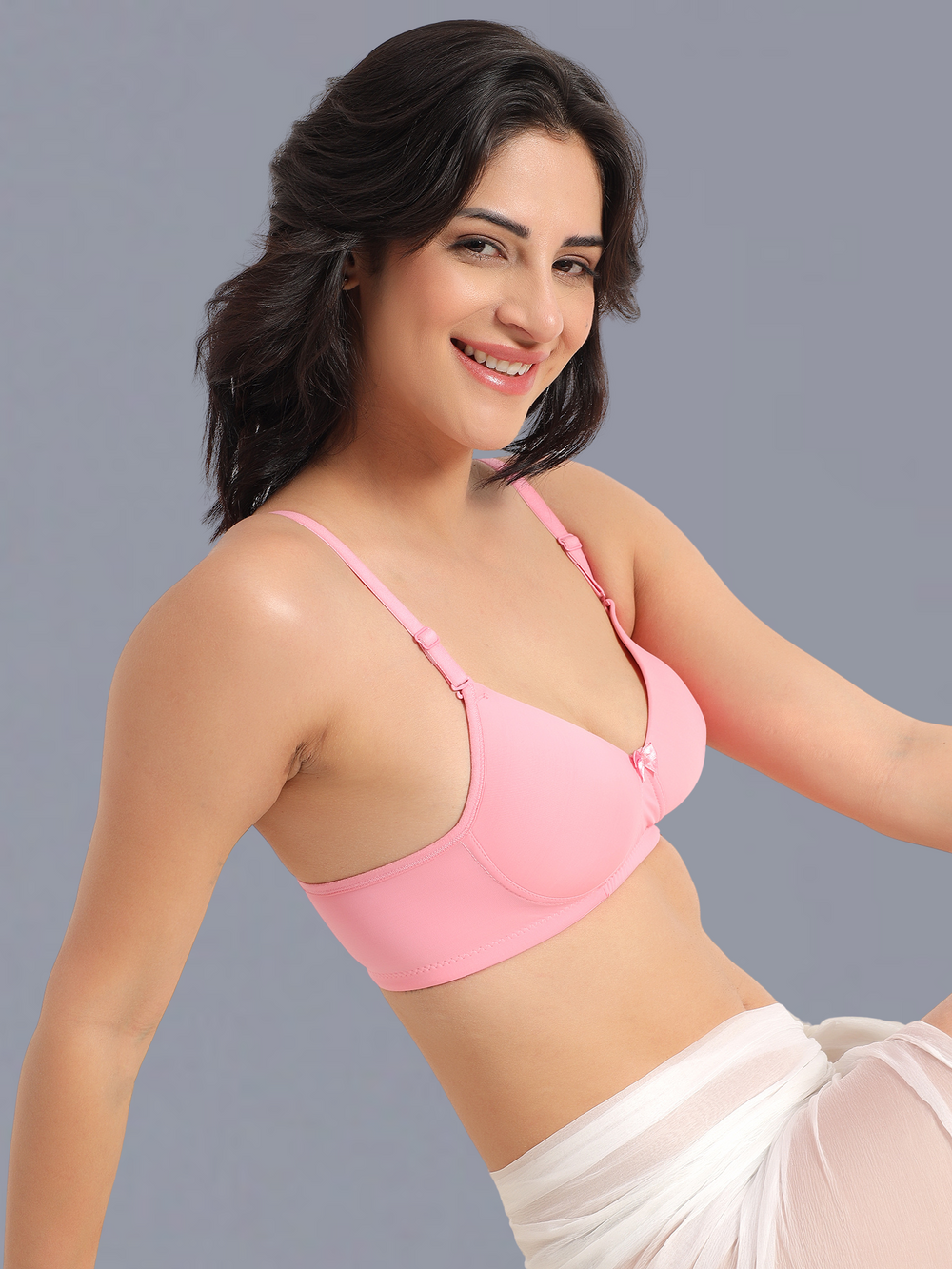 Padded Non-Wired Full Cup T-shirt Bra in Soft Pink